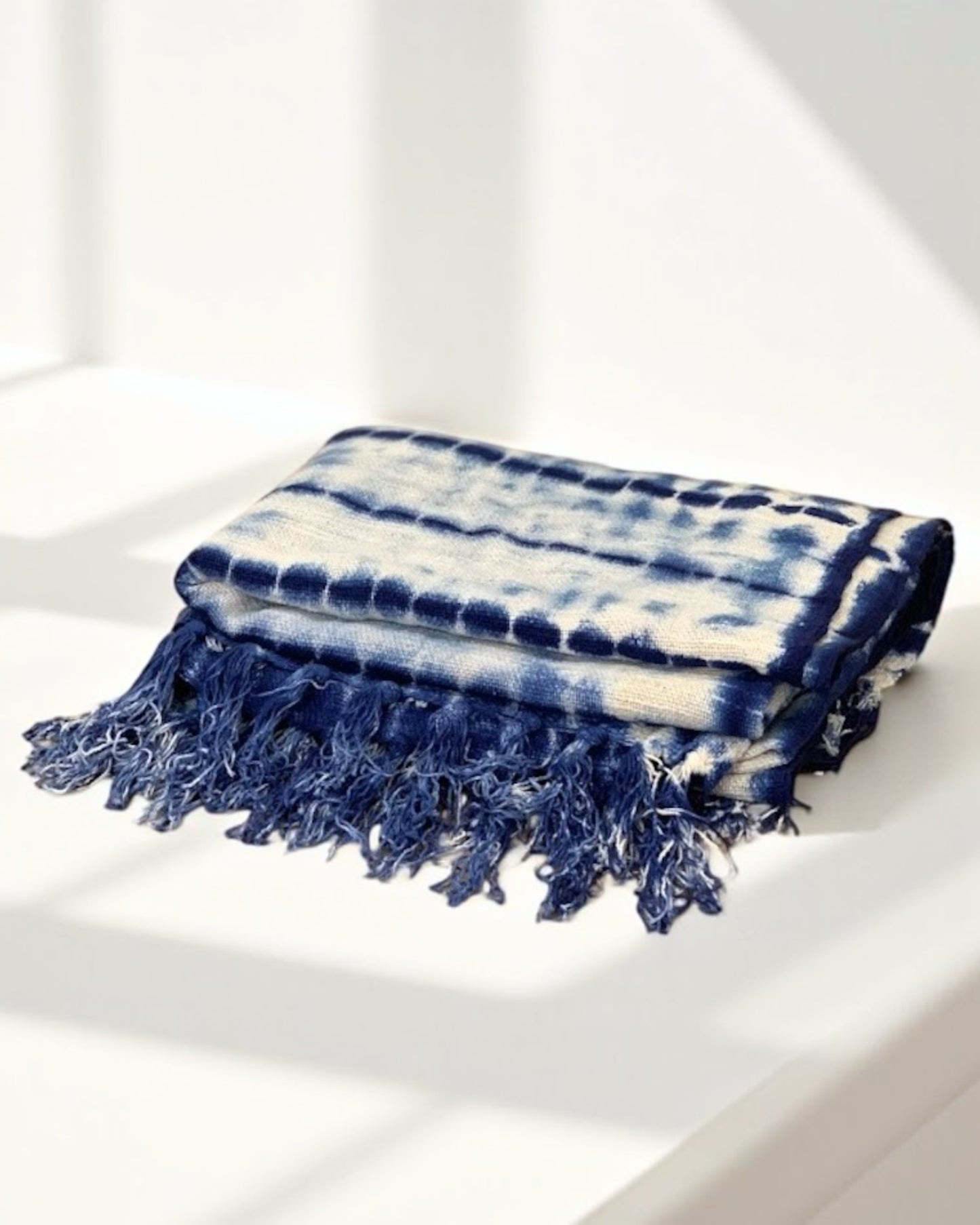 indigo shibori throw