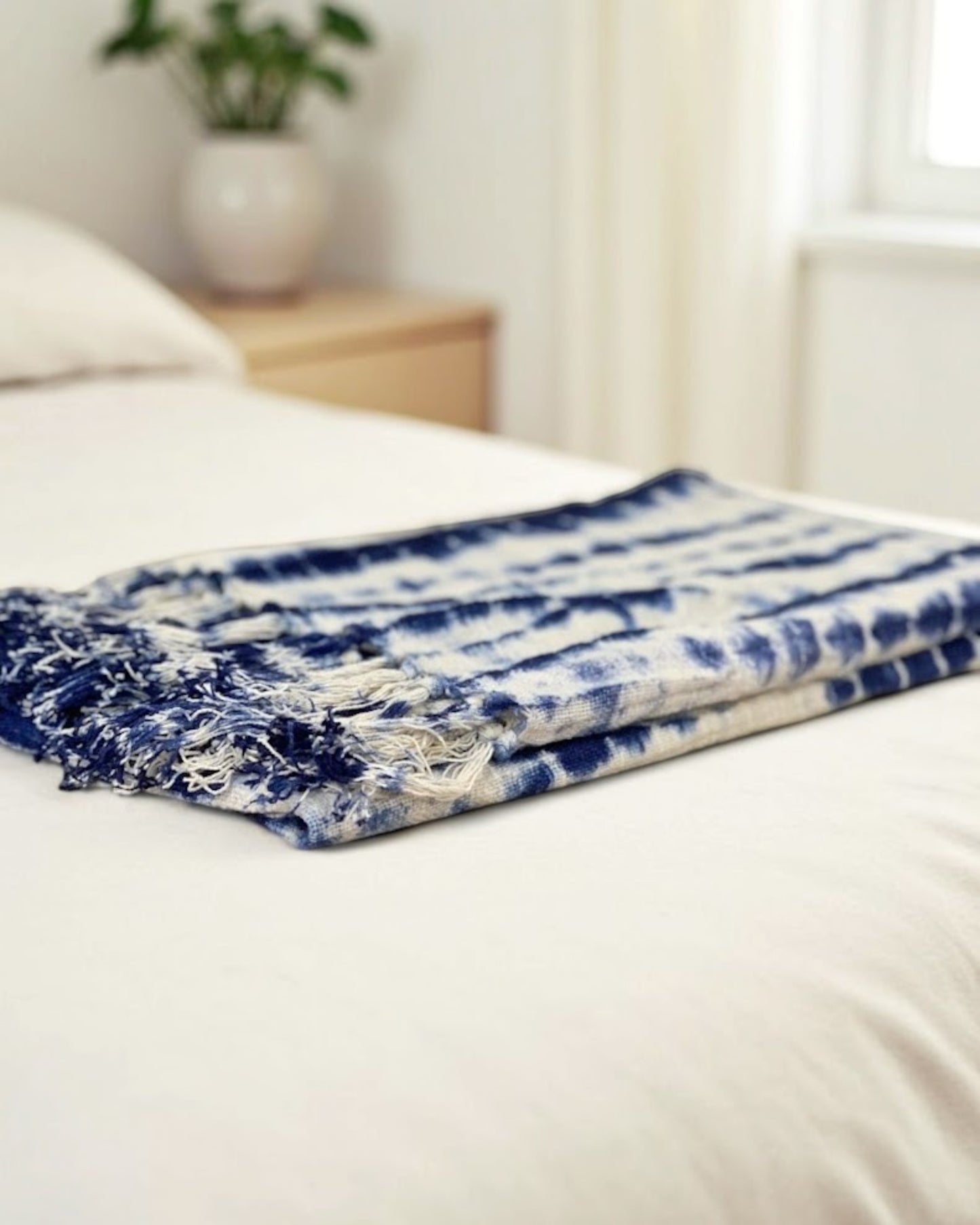 indigo shibori throw