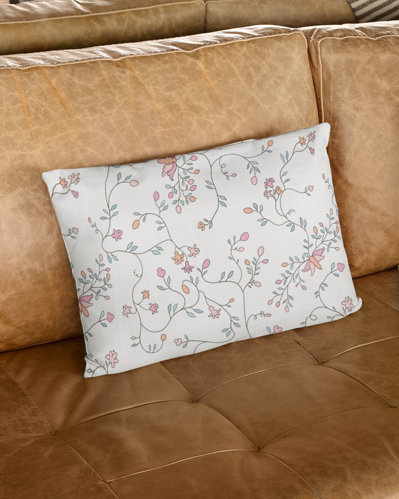 wild clematis sateen lumbar pillow cover