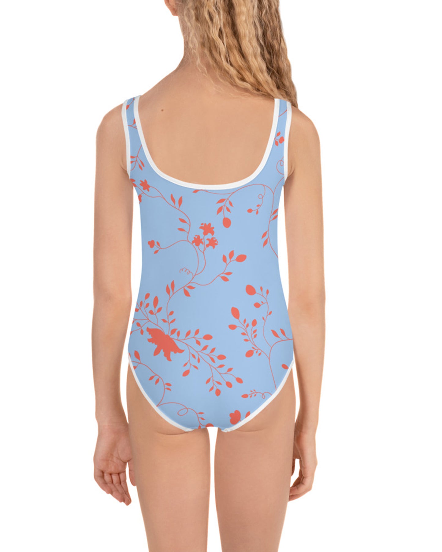 wild clematis one-piece little girls swimsuit in peri
