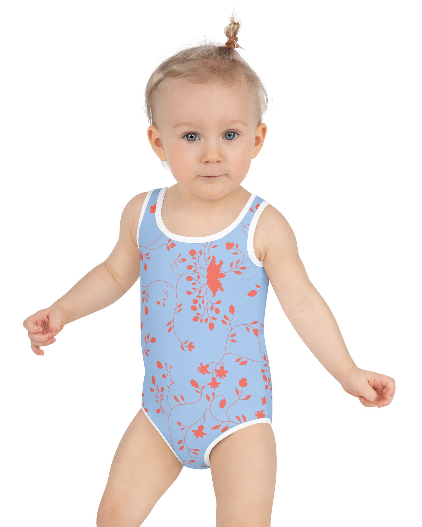 wild clematis one-piece little girls swimsuit in peri