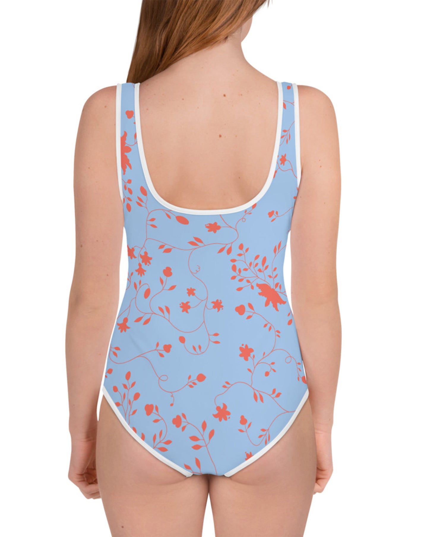 wild clematis one-piece girls swimsuit in peri