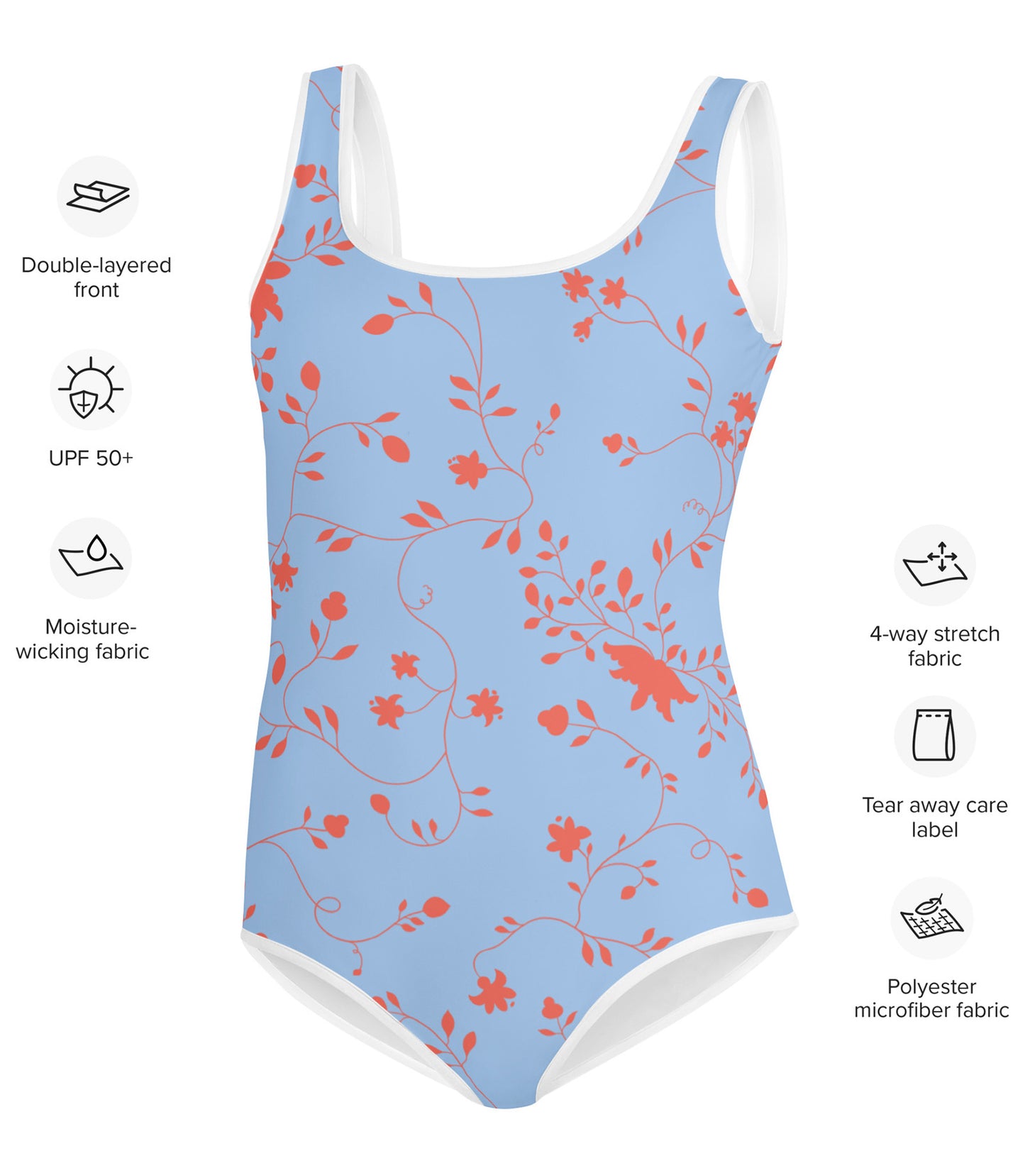 wild clematis one-piece girls swimsuit in peri