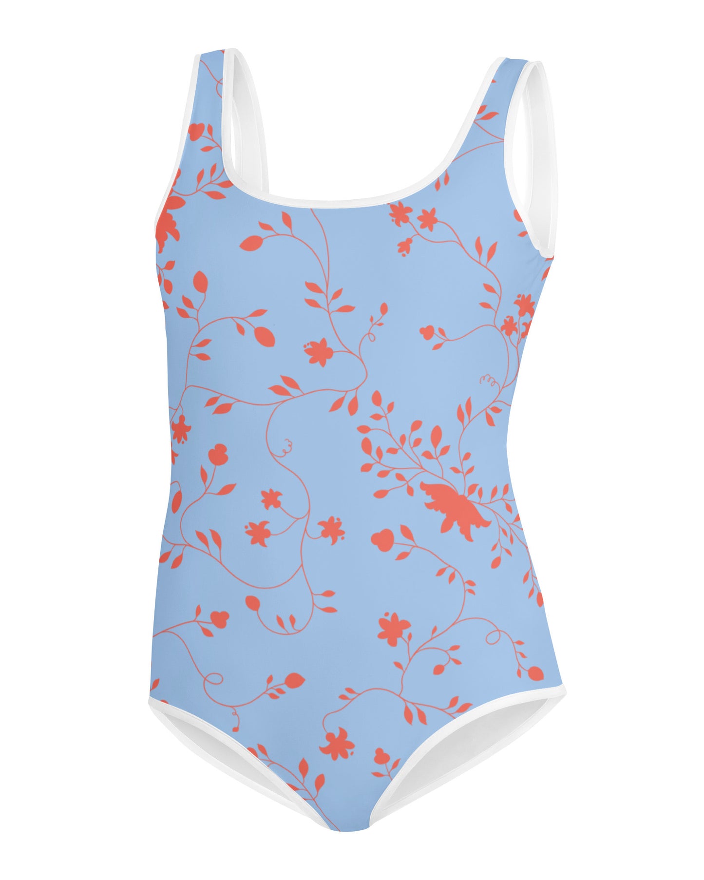 wild clematis one-piece girls swimsuit in peri
