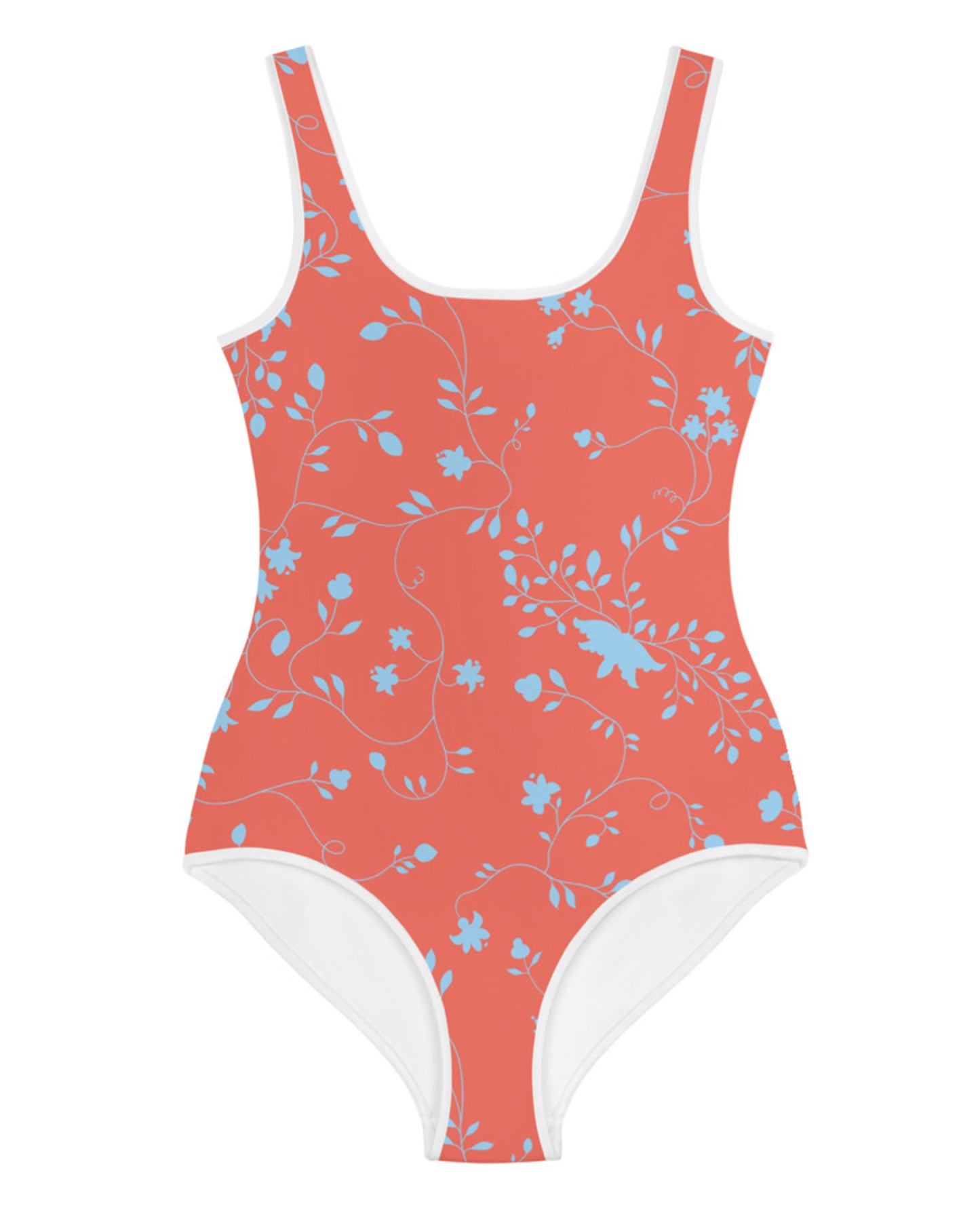 wild clematis one-piece girls swimsuit in poppy
