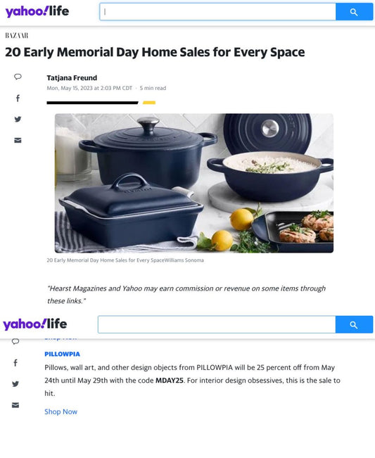 20 Early Memorial Day Home Sales for Every Space on Yahoo! Life included PILLOWPIA