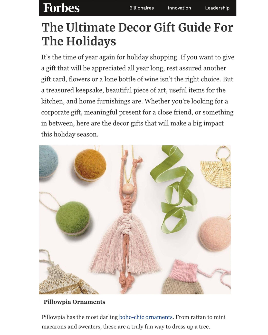 Forbes Ultimate Decor Gift Guide - PILLOWPIA