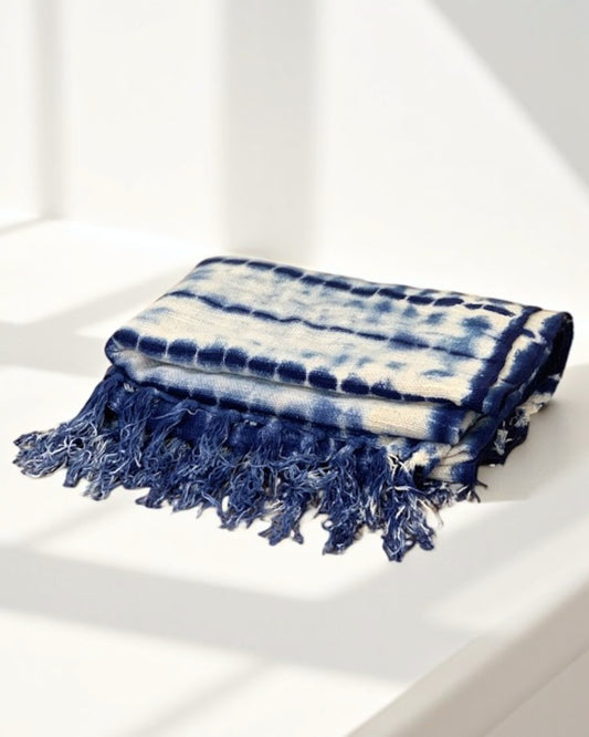 indigo shibori throw