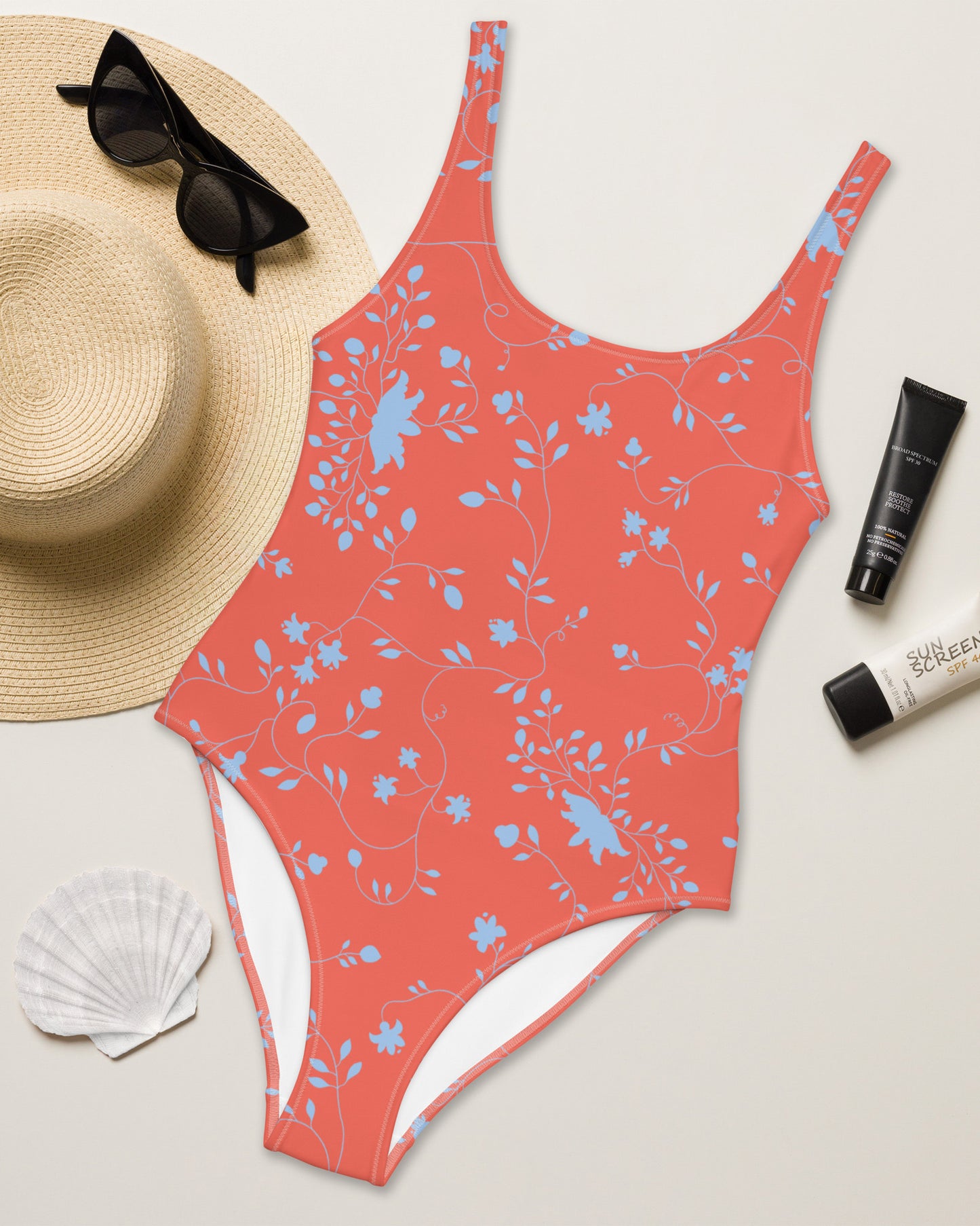 wild clematis one piece swimsuit in poppy