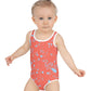 wild clematis one-piece little girls swimsuit in poppy