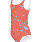 wild clematis one-piece little girls swimsuit in poppy