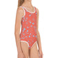 wild clematis one-piece little girls swimsuit in poppy