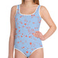 wild clematis one-piece girls swimsuit in peri