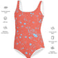 wild clematis one-piece girls swimsuit in poppy