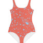 wild clematis one-piece girls swimsuit in poppy