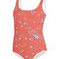 wild clematis one-piece girls swimsuit in poppy