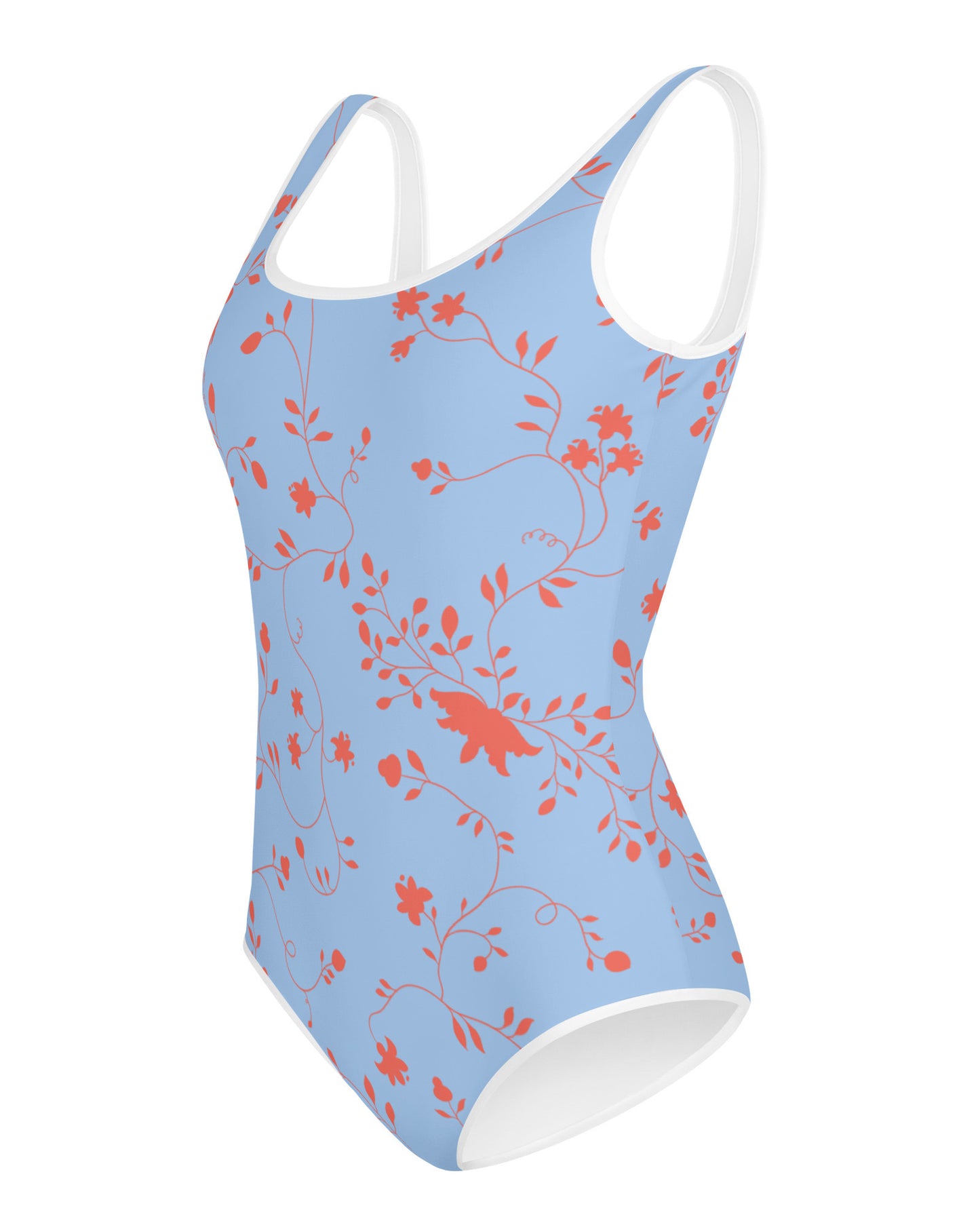 wild clematis one-piece girls swimsuit in peri