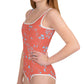 wild clematis one-piece girls swimsuit in poppy