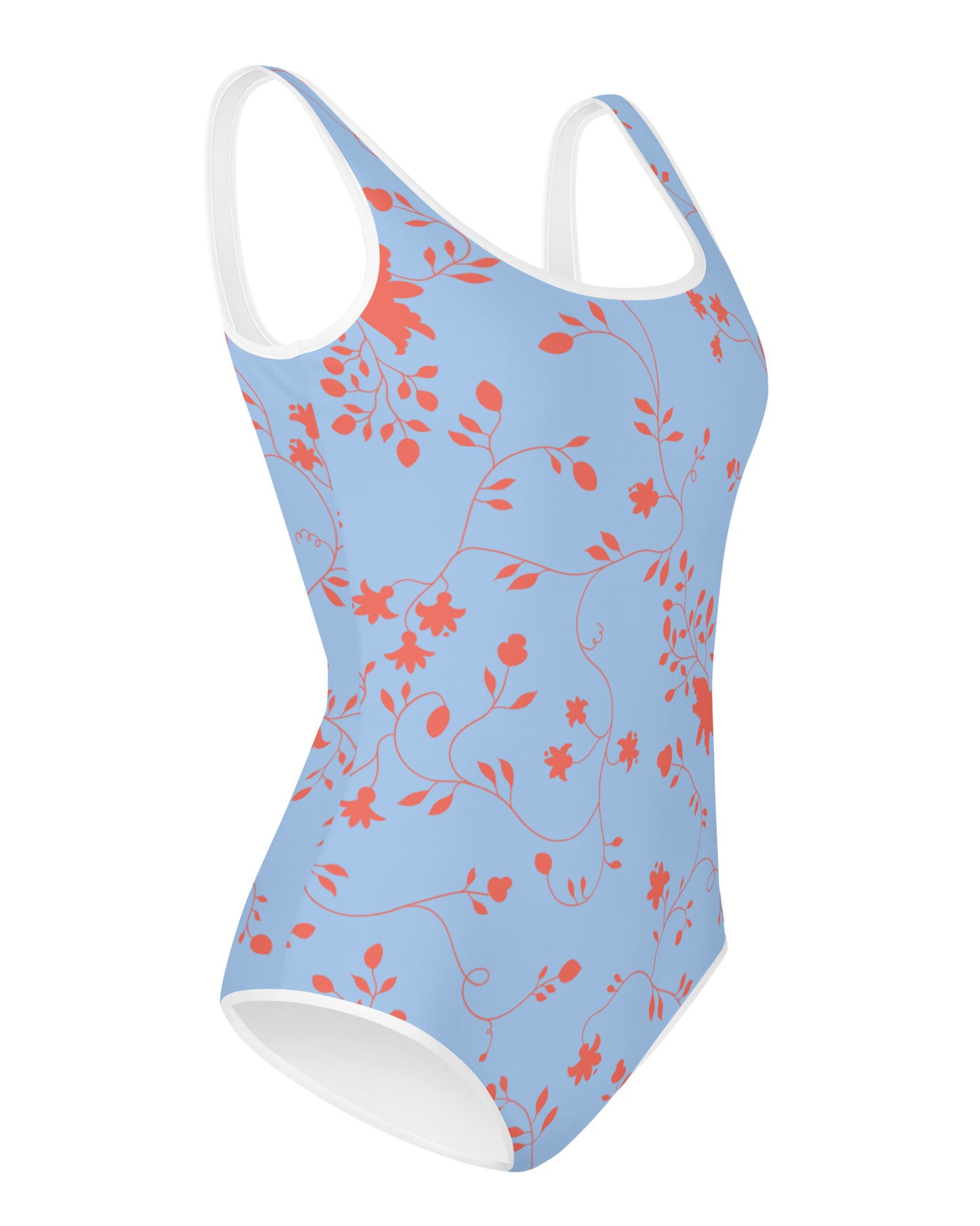 wild clematis one-piece girls swimsuit in peri