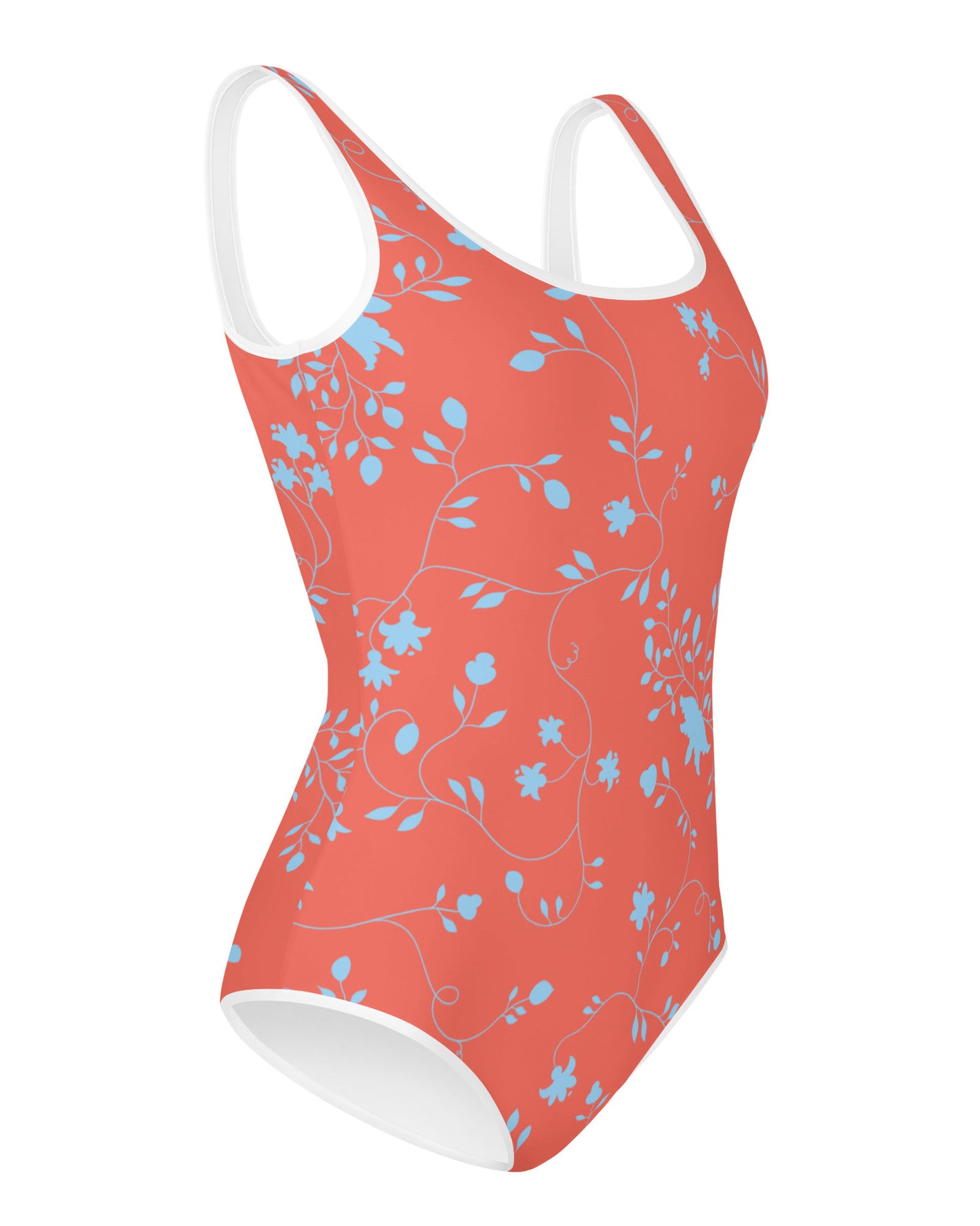 wild clematis one-piece girls swimsuit in poppy