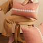 PILLOWPIA cowrie embroidered lumbar pillow in sandalwood