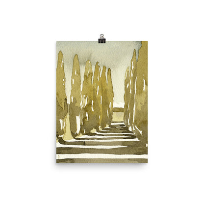 PILLOWPIA italian cypress watercolor print 12″×16″