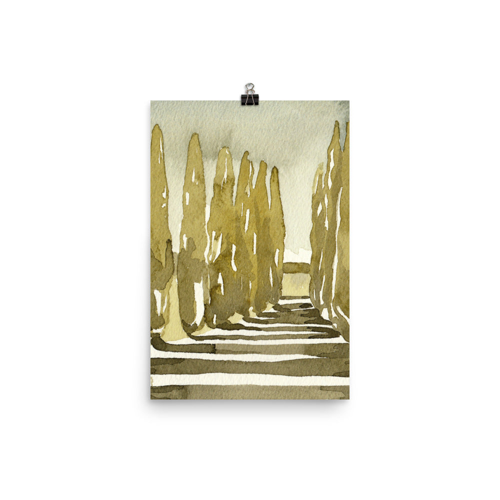 PILLOWPIA italian cypress watercolor print 12″×18″