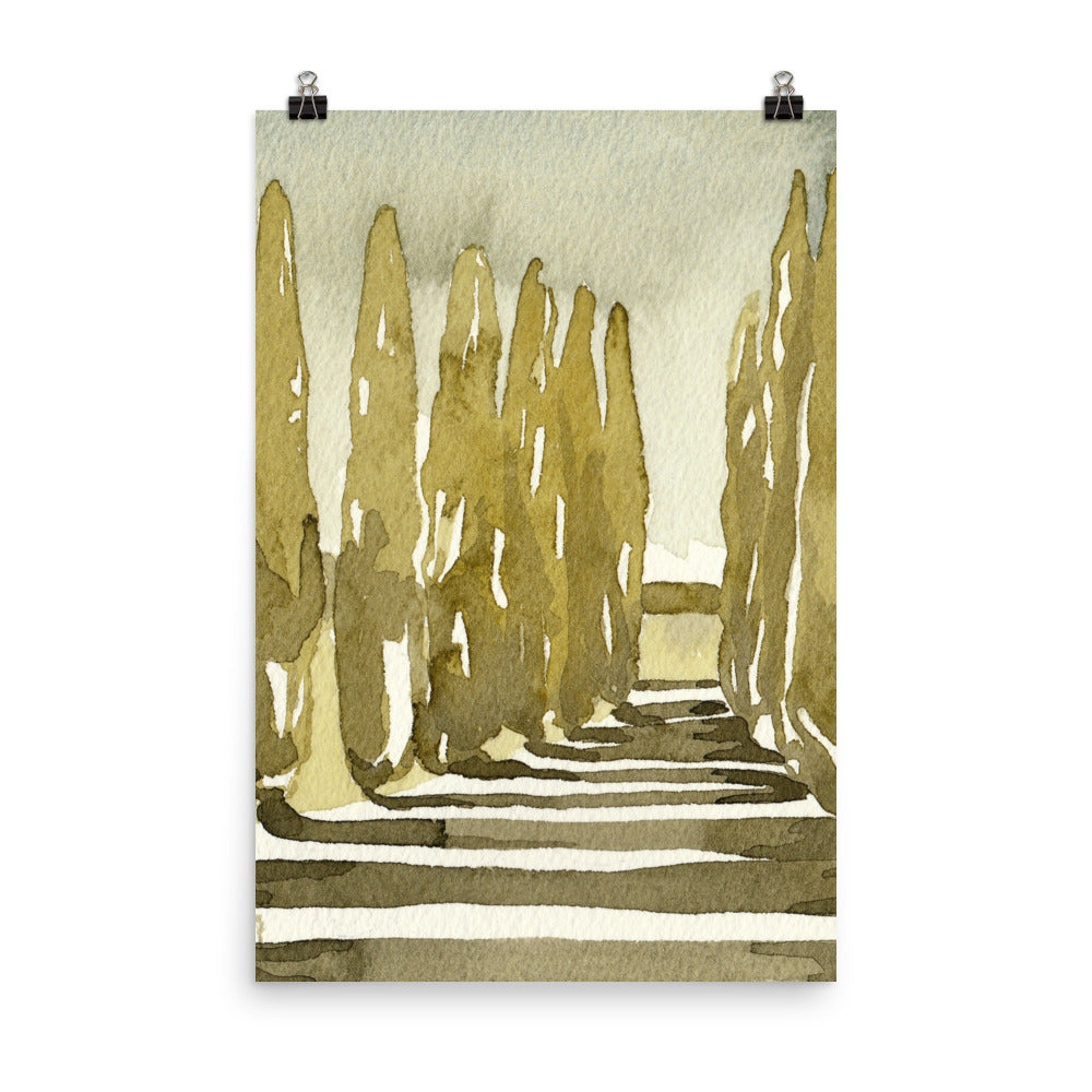 PILLOWPIA italian cypress watercolor print 24″×36″